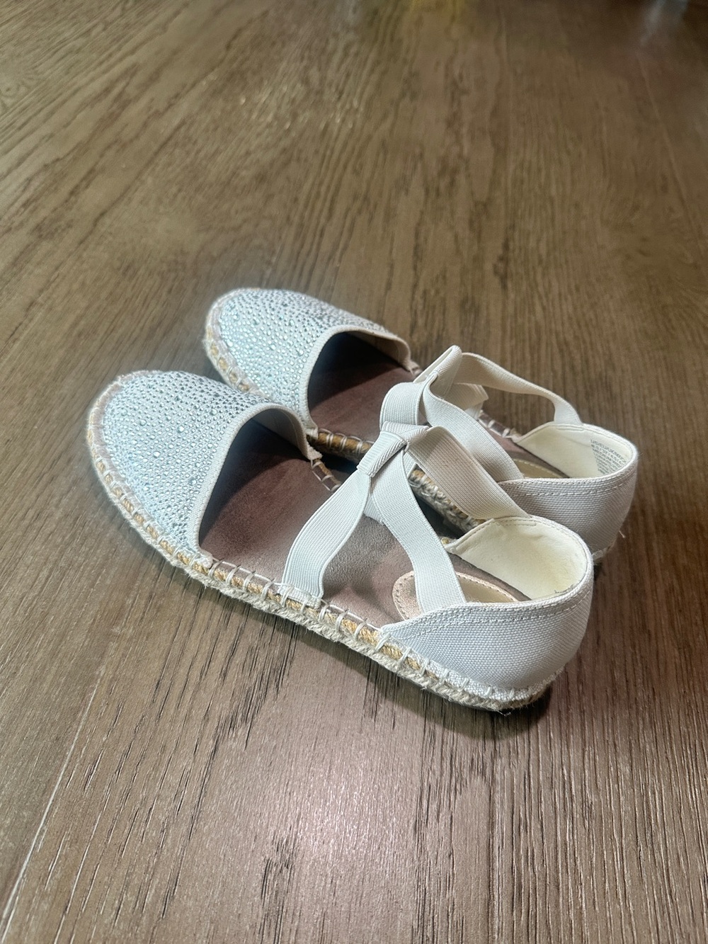 Kenneth Cole Reaction Luna Glitter Espadrille Sandals Size 6.5 White Cream